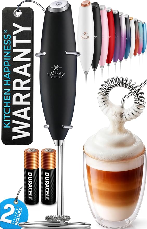 Zulay Kitchen Milk Frother Wand (Black)